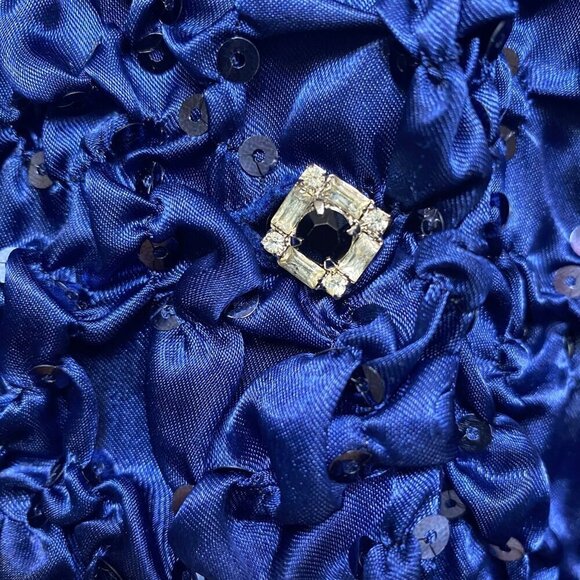 CACHET Evening Blouse Plus Size 2X Blue Satin Womens Party Top Wedding Guest - Picture 6 of 8